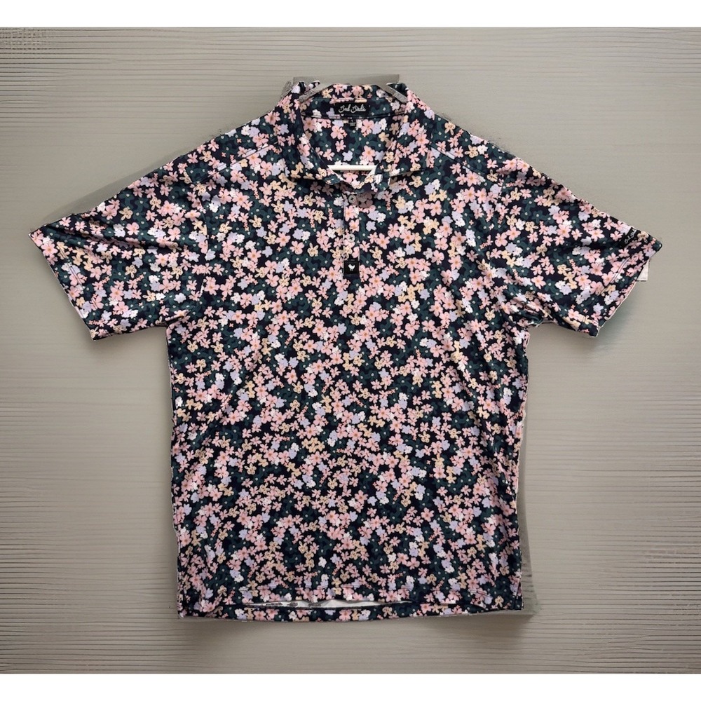 Bad Birdie Golf Polo Shirt Mens L Floral Stretch Performance Whistling Straight